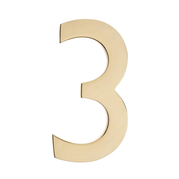 Brass 5 Inch Floating House Number Polished Brass 3